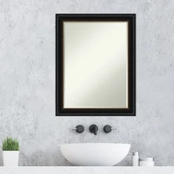 Amanti Art Manhattan Black Petite Bevel Bathroom Wall Mirror - 28 x 22 In. -Amanti Art Shop GUEST f1bd38a0 a580 4eb2 88c8 308a8220b591