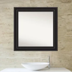 Amanti Art 32" x 32" Colonial Black Non-Beveled Bathroom Wall Mirror -Amanti Art Shop GUEST f2757ad2 bef9 4a99 a74e 7e2cbd1ea3ac