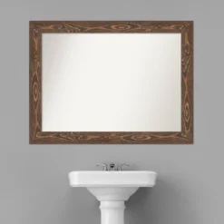 Amanti Art Bridge Brown 44" x 33" Non-Beveled Wood Bathroom Wall Mirror -Amanti Art Shop GUEST f32a20b8 6f6b 4720 9767 8a829f14ec07