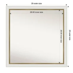 Amanti Art Eva White Gold Narrow Modern Square Wall Mirror - 29" x 29" -Amanti Art Shop GUEST f39a2803 05b1 4bf2 a705 323594de3a30