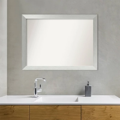42" X 31" Non-Beveled Wood Bathroom Wall Mirror Brushed Sterling Silver - Amanti Art 10 42" X 31" Non-Beveled Wood Bathroom Wall Mirror Brushed Sterling Silver - Amanti Art - Image 8