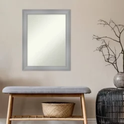 Amanti Art Flair Polished Nickel Bathroom Wall Mirror - 22" x 28" -Amanti Art Shop GUEST f497c3c8 1c94 48c7 b385 8ccbcb00c225