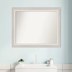 Amanti Art Trio White Wash Silver Bathroom Wall Mirror - 33 x 27 Inch -Amanti Art Shop GUEST f4c73543 87b2 4e54 8d08 120516b6d5f9