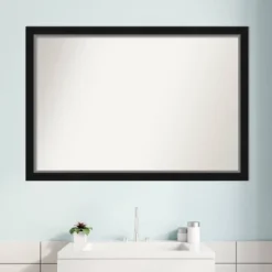 Amanti Art Eva Narrow Black & Silver Bathroom Wall Mirror - 39" x 27" -Amanti Art Shop GUEST f4d98550 af2c 4188 bada f9cd9d628272
