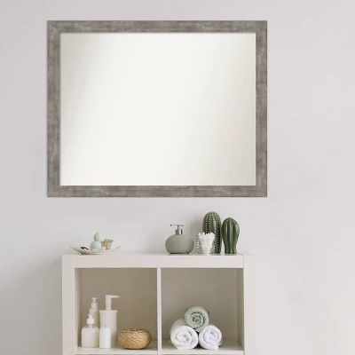 Amanti Art Marred Wood Bathroom Wall Mirror - 31" x 25" Pewter Finish 6 Amanti Art Marred Wood Bathroom Wall Mirror - 31" x 25" Pewter Finish - Image 4