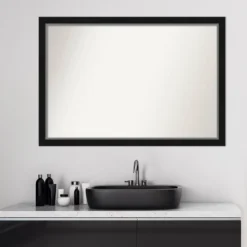 Amanti Art Eva Narrow Black & Silver Bathroom Wall Mirror - 39" x 27" -Amanti Art Shop GUEST f752e471 330f 47c2 a64a 371bf8c9e675