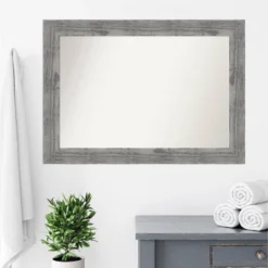 42" X 30" Non-Beveled Bridge Wood Bathroom Wall Mirror Gray - Amanti Art -Amanti Art Shop GUEST f8bcfb4e 08ac 4efb b6d8 ce5cfa2cf430