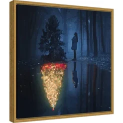 Amanti Art "The Hope of Christmas Tree" 16x16 Framed Canvas by Terry F