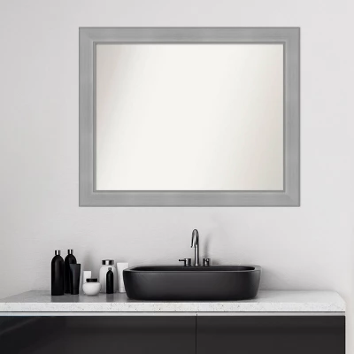 Amanti Art Vista Brushed Nickel 32" x 26" Non-Beveled Bathroom Wall Mirror 9 Amanti Art Vista Brushed Nickel 32" x 26" Non-Beveled Bathroom Wall Mirror - Image 7