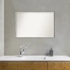 Amanti Art Lucie Silver Wood Bathroom Wall Mirror - 37" x 25" Non-Beveled -Amanti Art Shop GUEST fa417b16 90e9 4eb0 9af1 9f490426c5f4