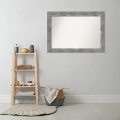 42" X 30" Non-Beveled Bridge Wood Bathroom Wall Mirror Gray - Amanti Art -Amanti Art Shop GUEST fa767a97 8e50 42d9 805d 15021028958e
