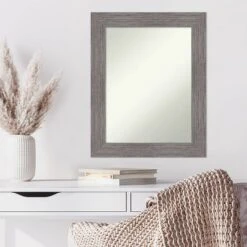 Amanti Art Pinstripe Plank Gray Non-Beveled Wall Mirror, 24" x 30" -Amanti Art Shop GUEST fc972af3 228c 41d9 b76a eaa0a7fd6dc2