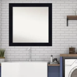 30" X 30" Non-Beveled Shiplap Navy Wood Bathroom Wall Mirror - Amanti Art -Amanti Art Shop GUEST fcff7fff f535 48d0 943f ca10f47ab143