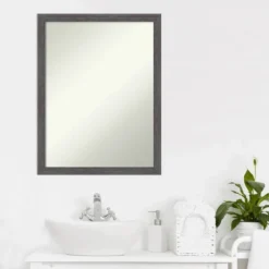 Amanti Art Pinstripe Plank Gray Thin Bathroom Wall Mirror, 20" x 26" -Amanti Art Shop GUEST fd2ff2a6 3b4b 4d15 bfb2 80eb4cb610f7