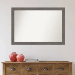 Amanti Art Rustic Plank Gray 40" x 28" Narrow Bathroom Wall Mirror -Amanti Art Shop GUEST fd6512e1 fd94 4454 b676 2e9034f632b9