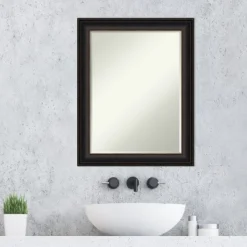 Amanti Art Trio Oil Rubbed Bronze Petite Bevel Bathroom Wall Mirror - 22.5 x 28.5 -Amanti Art Shop GUEST fd8101f4 ee68 4c8c a6b3 775bd6ebc963