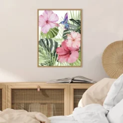 Amanti Art Paxton Parker Hibiscus and Hummingbird I Framed Canvas Wall Art, 18" x 24" -Amanti Art Shop GUEST ff298691 4377 4f0e b0f8 3f673ee2a911