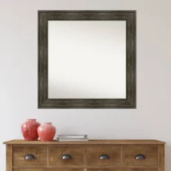 Amanti Art 32" x 32" Rail Rustic Char Wall Mirror - Non-Beveled -Amanti Art Shop GUEST ff3ba5b9 0dc3 439b 9a72 ae62313fb86d