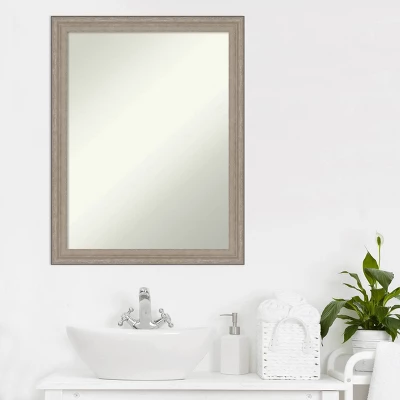 Amanti Art 21" x 27" Curved Wood Bathroom Wall Mirror in Greywash Finish 7 Amanti Art 21" x 27" Curved Wood Bathroom Wall Mirror in Greywash Finish - Image 5